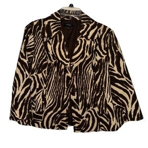 Rafaella Women's Zebra Pattern Blazer - Brown and Cream